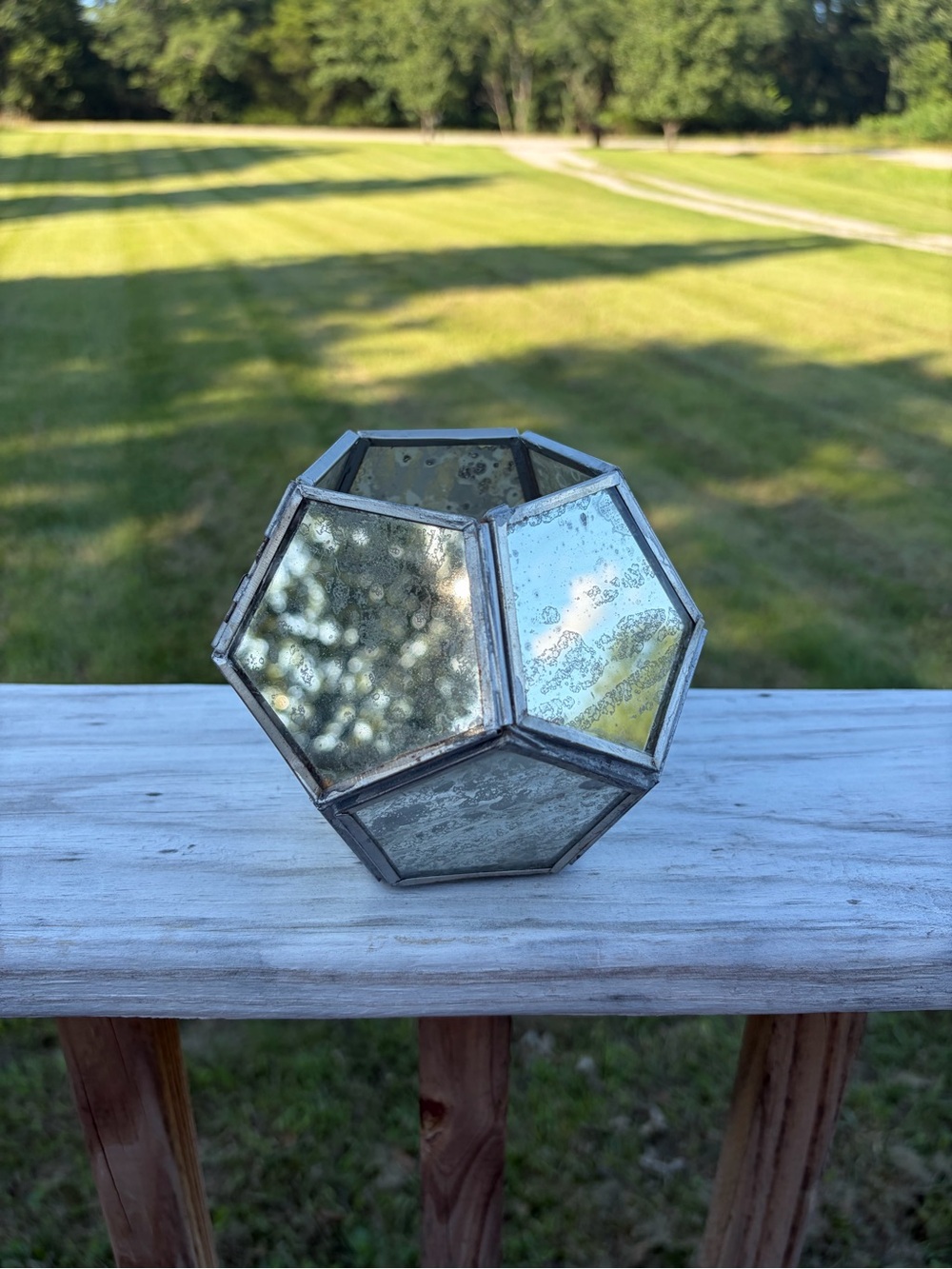 Hallmark Geometic Metal & Mercury Glass Votive Candleholder 5‎ in. Bohemian